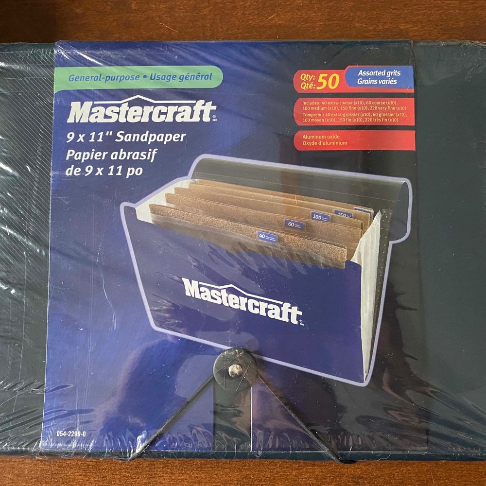 MASTERCRAFT SANDPAPER GIFT KIT, OVER 50 ASSORTED GRITS, 9" x 11" SHEETS,